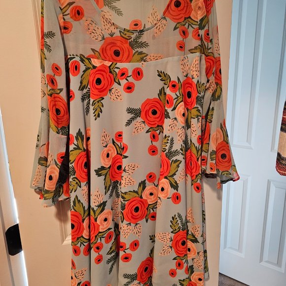 Rare Paper Crown x Rifle Paper Co Blue Floral Swing Dress S Anthropologie - Picture 4 of 4